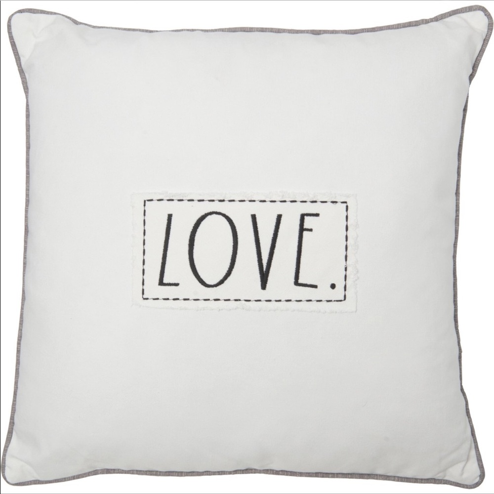 NWT Rae Dunn RARE HTF “LOVE” LL Black & White Pillow